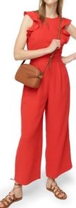 NWT J.Crew Sleeveless Ruffle Red Jumpsuit Sz0